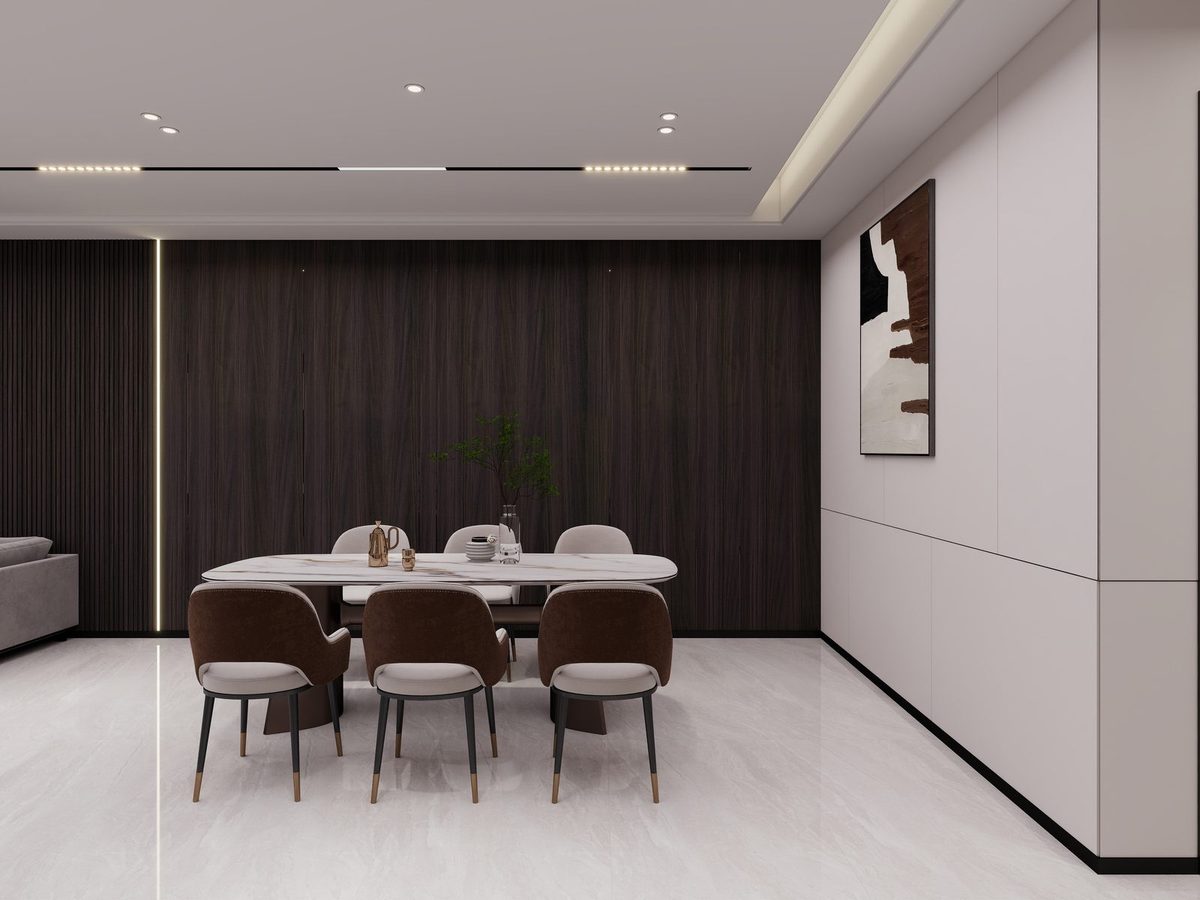 Bamboo crystal panel dining room
